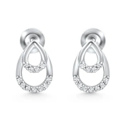 Bliss Diamond 1/10ct Diamond Pear Shape Dangle Petite Earrings 14k Gold In Silver