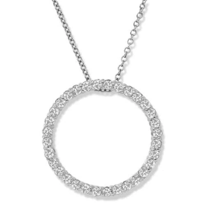 Bliss Diamond 1/2 Ct Diamond Circle Pendant Gold Lab Grown Necklace In 10k White Gold