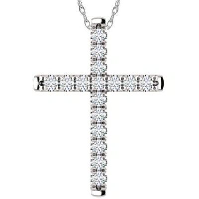 Bliss Diamond 1/2 Ct Ex3 Lab Grown Diamond Cross Pendant Necklace 1" Tall 14k Gold In 14k White Gold