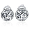 Bliss Diamond 1/2 Ct Halo Diamond Studs With Screw Backs Gold Lab Grown In 10k White Gold