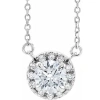 Bliss Diamond 1/2 Ct Lab Grown Diamond Halo Necklace 14k Gold In White Gold