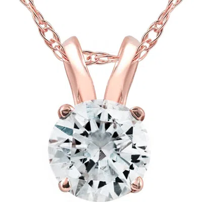 Bliss Diamond 1/2 Ct Lab Grown Solitaire Diamond Pendant 14k Gold Necklace In 14k Rose Gold