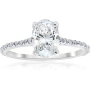 Bliss Diamond 1.20ct Oval Diamond Engagement Ring With Side Stones 14k Gold Lab Grown In 14k White Gold