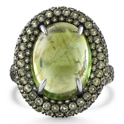 Bliss Diamond 12.21ct Peridot & Green Tourmaline Heirloom Ring 14k Gold In Pink