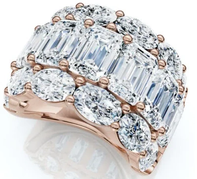 Bliss Diamond 12.30ct Diamond Wide Fashion Ring Emerald & Oval Cut Gold Lab Grown Band