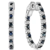 Bliss Diamond 1.25ct Diamond & Blue Sapphire Inside Outside Hoops 14k Gold Lab Grown In 14k White Gold
