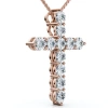Bliss Diamond 1.25ct Diamond Cross 14k Gold 18" Necklace 1" Tall Lab Grown In Rose Gold