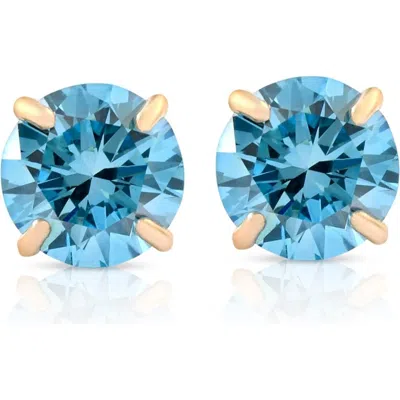 Bliss Diamond 1/2ct Blue Lab Grown Diamond Studs In 14k Yellow Gold