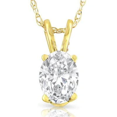 Bliss Diamond 1/2ct Certified Lab Grown Oval Diamond Solitaire Pendant Gold Necklace In 14k Yellow Gold