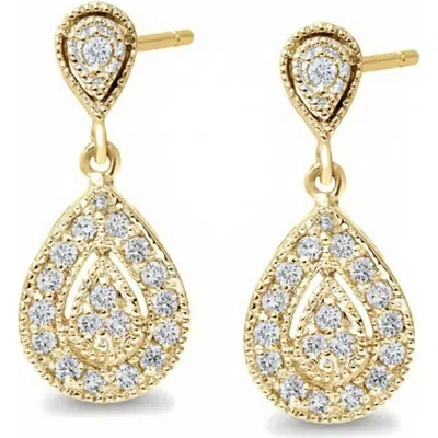 Bliss Diamond 1/2ct Diamond Pear Shape Dangle Earrings 5/8" Tall Screw Back In Metallic