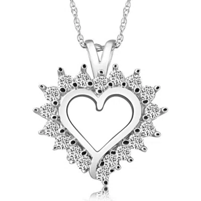 Bliss Diamond 1/2ct Diamond Petite Diamond Pendant Necklace In Silver