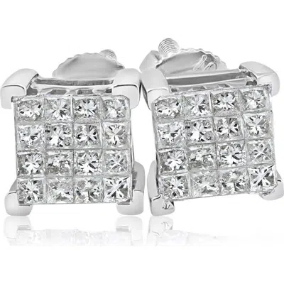 Bliss Diamond 1/2ct Diamond Princess Cut Screw Back Studs Womens Earrings 10k Gold 6.5mm