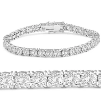 Bliss Diamond 12ct Diamond Tennis Bracelet 14k Gold 7" Lab Grown In Silver