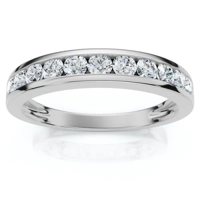 Bliss Diamond 1/2ct Diamond Wedding Ring Channel Set 14k Gold Or Platinum Lab Grown Ef/vs In Silver