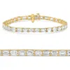 Bliss Diamond 12ct Emerald Cut Diamond East West Tennis Bracelet 14k Gold Lab Grown In Gold