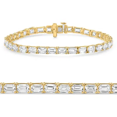 Bliss Diamond 12ct Emerald Cut Diamond East West Tennis Bracelet 14k Gold Lab Grown