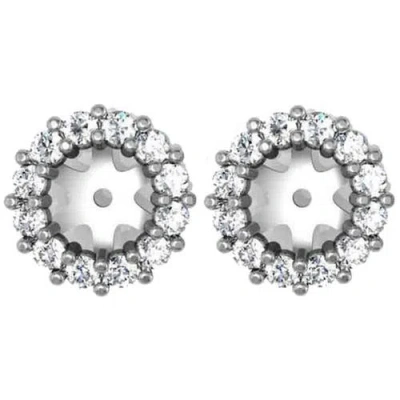 Bliss Diamond 1/2ct Halo Diamond Earring Jackets 14k Gold In Silver