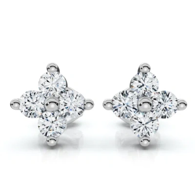 Bliss Diamond 1/2ct Jackie Diamond Studs 14k Gold Earrings Lab Grown 1/3" Tall In Silver
