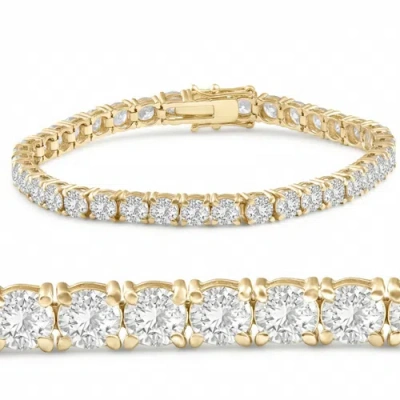 Bliss Diamond 12ct Round-cut Diamond Tennis Bracelet 14k Gold 7" Lab Grown