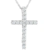 Bliss Diamond 1/3 Ct Lab Diamond Cross Pendant Necklace 18" Gold 21mm Tall In 10k White Gold