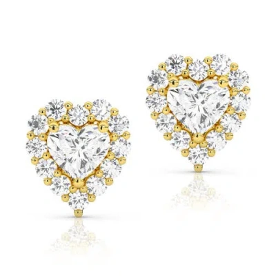 Bliss Diamond 1.30ct Heart Shape Diamond Halo Studs Or Gold Lab Grown
