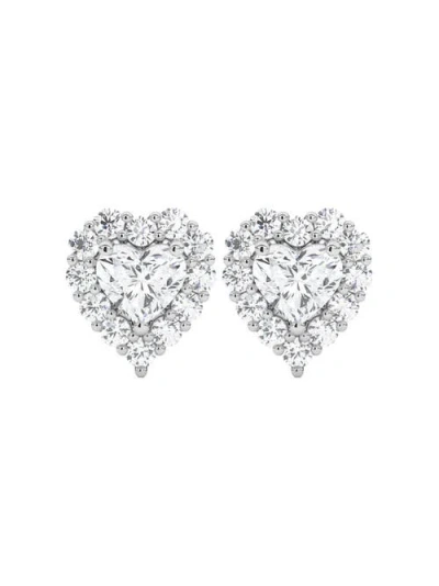 Bliss Diamond 1.30ct Heart Shape Diamond Halo Studs Or Gold Lab Grown In White