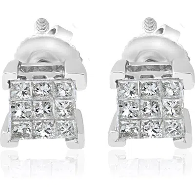 Bliss Diamond 1/3ct Diamond Princess Cut Screw Back Studs Womens Earrings 10k Gold 5.5mm