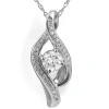 Bliss Diamond 1/3ct Diamond Solitaire Curve Pendant 10k Gold 3/4" Tall In 10k White Gold