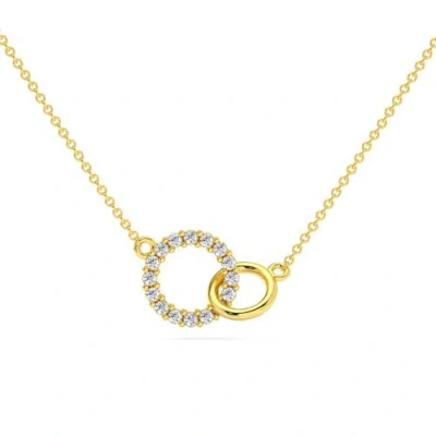 Bliss Diamond 1/3ct Mini Duet Circle Diamond Necklace 14k Gold Pendant Lab Grown 18"