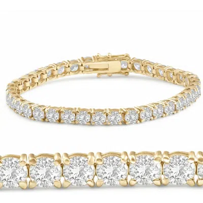 Bliss Diamond 13ct Round-cut Diamond Tennis Bracelet 14k Gold 7" Lab Grown