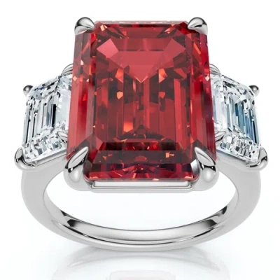 Bliss Diamond 13ct Ruby & Diamond Ring 14k Gold Or Platinum Lab Grown In Silver