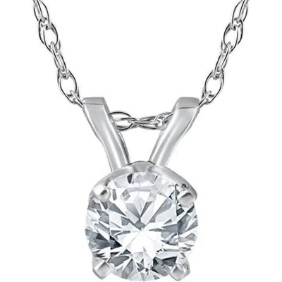 Bliss Diamond 1/3ct Solitaire Diamond Pendant 14k Gold Necklace Lab Grown In 14k White Gold