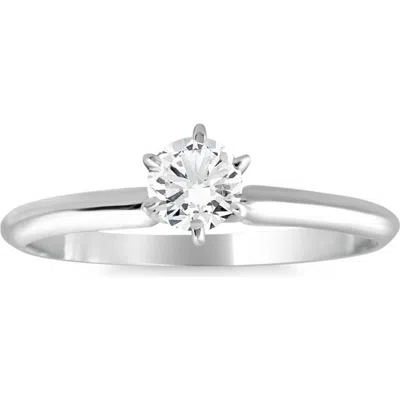 Bliss Diamond 1/3ct Solitaire Round Cut Diamond Engagement Ring In Silver