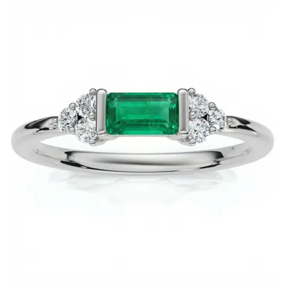 Bliss Diamond 1/3ct Thin Emerald Diamond Stackable Wedding Ring 14k Gold Lab Grown In Silver