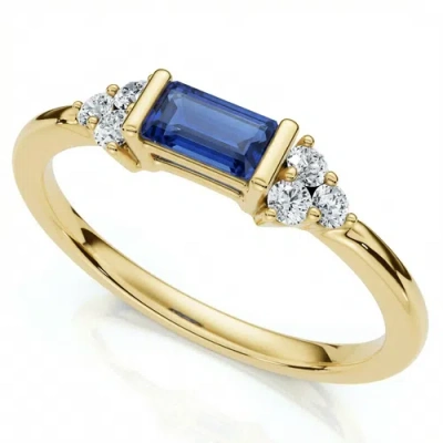 Bliss Diamond 1/3ct Thin Sapphire Diamond Stackable Wedding Ring 14k Gold Lab Grown