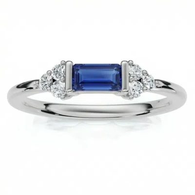 Bliss Diamond 1/3ct Thin Sapphire Diamond Stackable Wedding Ring 14k Gold Lab Grown In Silver