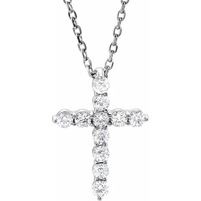 Bliss Diamond 1/4 Ct Diamond Cross 14k Gold Pendant Necklace Lab Grown In 14k White Gold