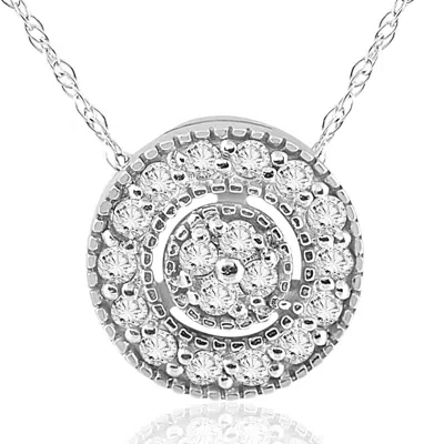 Bliss Diamond 1/4 Ct Lab Grown Diamond Pave Halo Pendant Gold Womens Necklace In 14k White Gold