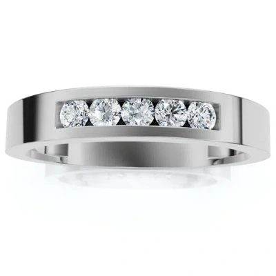 Bliss Diamond 1/4ct Channel Set Diamond Wedding Ring 14k Gold Lab Grown In Metallic