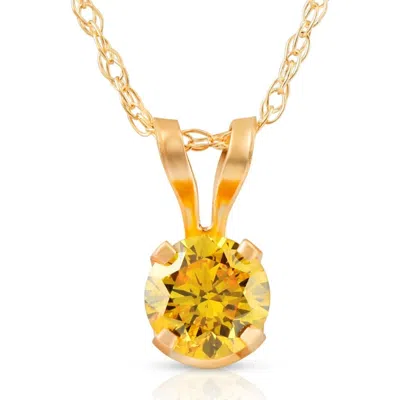 Bliss Diamond 1/4ct Fancy Canary Diamond Lab Grown Pendant 14k Gold Necklace In 14k Yellow Gold