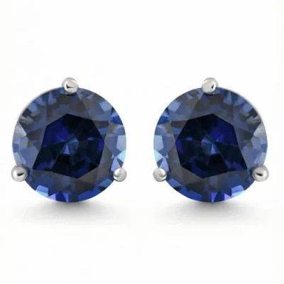 Bliss Diamond 14k Earring 3 Prong Martini Lab Grown In Blue