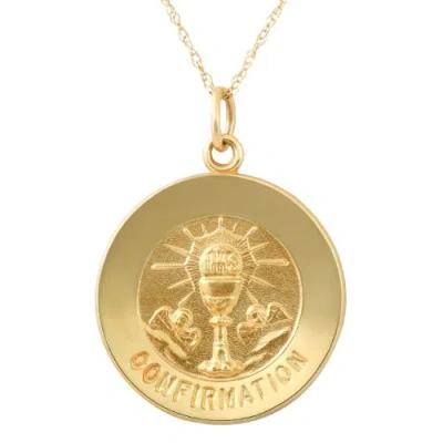 Bliss Diamond 14k Gold Confirmation Medal Pendant 1" Tall 2.5 Grams In Yellow Gold