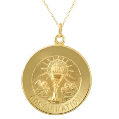 Bliss Diamond 14k Gold Confirmation Medal Pendant 1" Tall 3.5 Grams In Yellow Gold