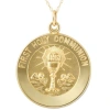 Bliss Diamond 14k Gold First Holy Communion Medal Pendant 1" Tall 4 Grams In Yellow Gold