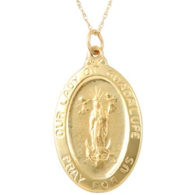 Bliss Diamond 14k Gold Lady Of Guadalupe Medal Pendant  1" Tall 4.5 Grams In Yellow Gold