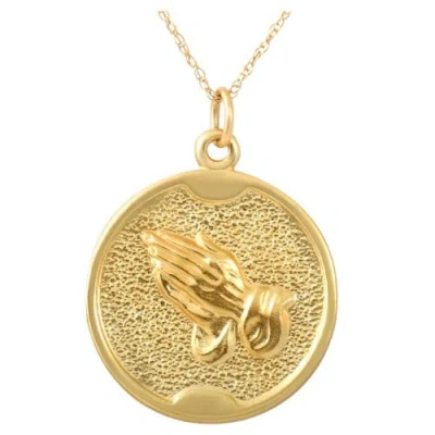 Bliss Diamond 14k Gold Prayer Hands Medal Pendant  .5" Tall 2.5 Grams In Yellow Gold