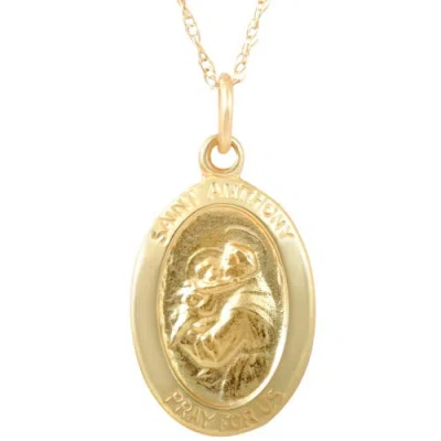 Bliss Diamond 14k Gold St. Anthony Medal Pendant .5" Tall 1.5 Grams In Yellow Gold