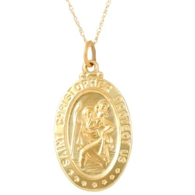 Bliss Diamond 14k Gold St. Christopher Medal Pendant 1" Tall 2.5 Grams In Yellow Gold