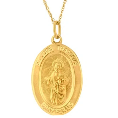 Bliss Diamond 14k Gold St. Jude Thaddeus Medal Pendant 1" Tall 3.5 Grams In Yellow Gold