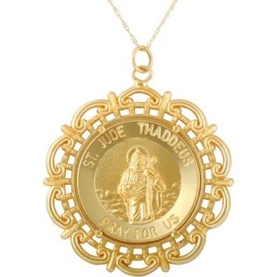 Bliss Diamond 14k Gold St. Jude Thaddeus Medal Pendant 1.5" Tall 7.5 Grams In Yellow Gold